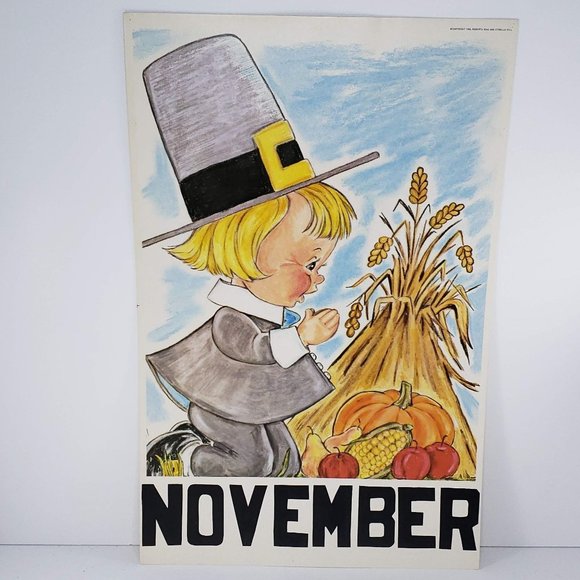 Vintage 1968 Classroom Poster Print Atrelle Dill Roberta Ross November - Picture 1 of 3